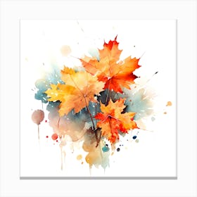 Watercolor Autumn Leaves Canvas Print