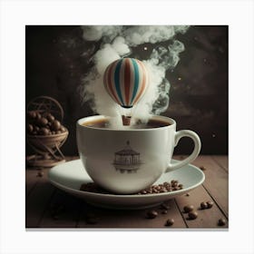 Hot Air Balloon In A Cup Of Coffee Canvas Print