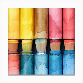 Colorful Paint Brushes On A Black Background Canvas Print