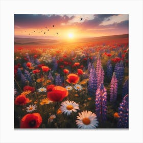 Wildflowers At Sunset Canvas Print
