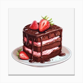 Chocolate Cake With Strawberries 3 Canvas Print