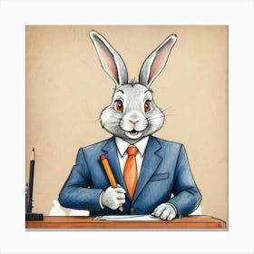 Rabbit In Business Suit 1 Canvas Print