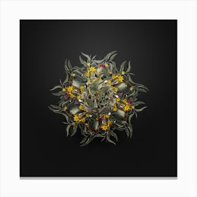 Vintage Evergreen Oak Floral Wreath on Wrought Iron Black n.0567 Canvas Print