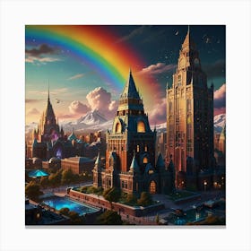 Rainbow Over The City Canvas Print