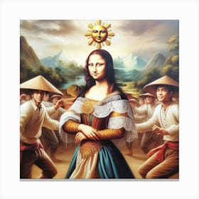 Mona Lisa dancing in Philippine costume Canvas Print