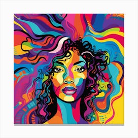 Colorful Woman With Curly Hair 1 Canvas Print