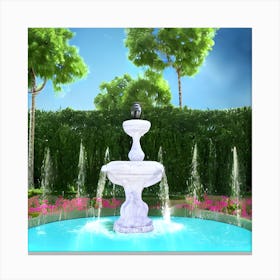 Fountain In The Garden Canvas Print