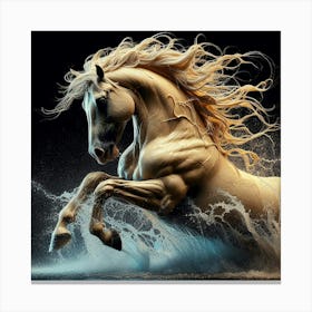 Horse Running In Water 8 Canvas Print