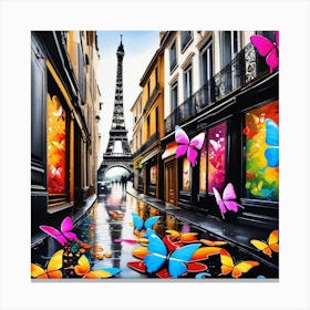 Paris With Butterflies 4 Canvas Print