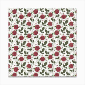 Roses Flowers Leaves Pattern Scrapbook Paper Floral Background Canvas Print