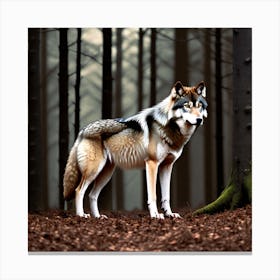 Wolf In The Forest 54 Canvas Print