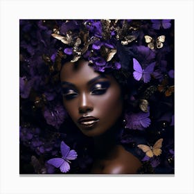 Purple Beauty With Butterflies 3 Canvas Print