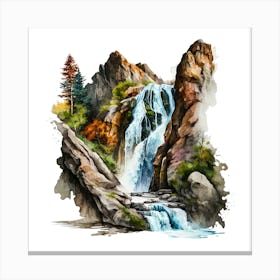 Waterfall In The Mountains Canvas Print