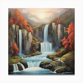 Waterfalls At Sunset Canvas Print