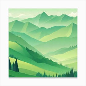 Misty mountains background in green tone 7 Canvas Print