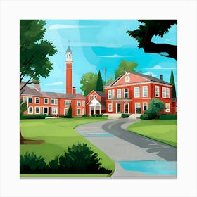 Illustration Of A College Campus Canvas Print