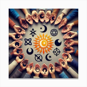 Many Hands With Symbols Canvas Print