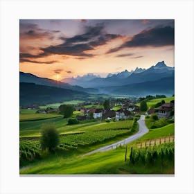 Sunset In Switzerland 2 Canvas Print