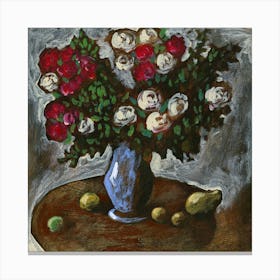 White And Red Roses - square painting Anton Maliar hand painted floral flowers bedroom living room figurative Canvas Print