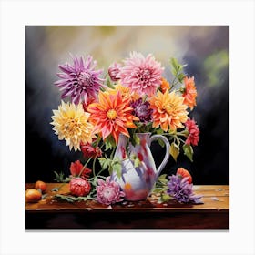 AI Whispers of Colour: Enchanted Dahlia Reverie  Canvas Print