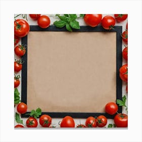 Blank Frame With Tomatoes Canvas Print