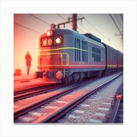 Train On The Tracks 7 Canvas Print