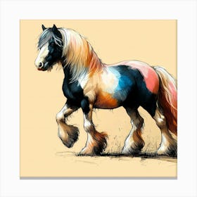 Tinker Horse Creative Color Portrait Drawing Canvas Print