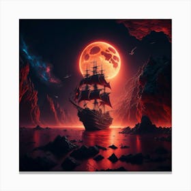 Pirate Ship In The Ocean Canvas Print