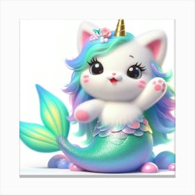 Cute Mermaid Caticorn 10 Canvas Print