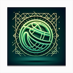 Neon Basketball Logo Canvas Print