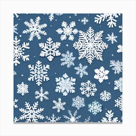 Snowflakes On Blue Background 6 Canvas Print