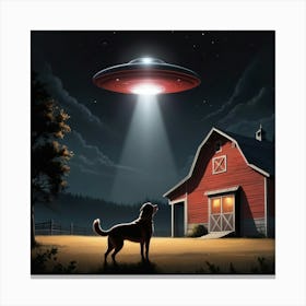 Dog Alien Ufo Canvas Print