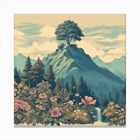 One Tree On The Top Of The Mountain Towering 9 Canvas Print