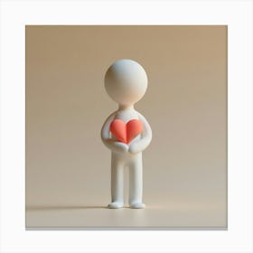 3d Man Holding A Heart Canvas Print