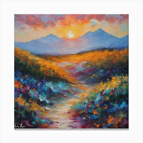 Path at Sunset In The Mountains Canvas Print