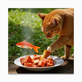 Asm An Orange Cat Cooks A Fish In The Nature 33228337 A242 4055 9f0d 39d5204e9cd1 Canvas Print