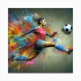 Soccer Player Kicking A Ball 3 Canvas Print