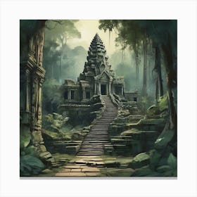 A staircase, jungle landscape Canvas Print