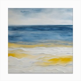 Abstract 'Sea' Blue and Yellow Canvas Print