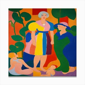Woman And Two Children Canvas Print