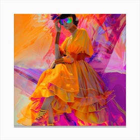 Woman In A Colorful Dress 1 Canvas Print