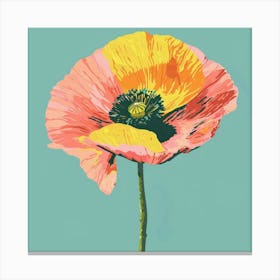 Poppy 2 Square Flower Illustration Canvas Print