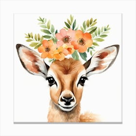 Floral Baby Antelope Nursery Illustration (5) Canvas Print
