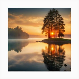 Sunrise Over Lake Canvas Print