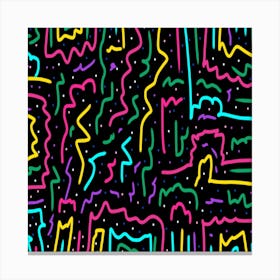 Neon Maze Abstract Canvas Print