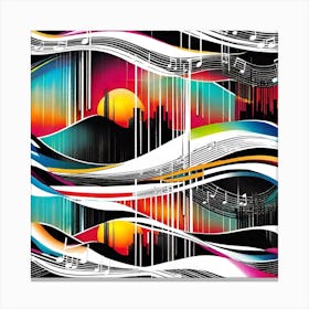 Abstract Background With Music Notes Canvas Print