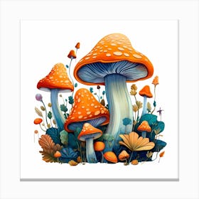 Mushrooms And Flowers 26 Canvas Print