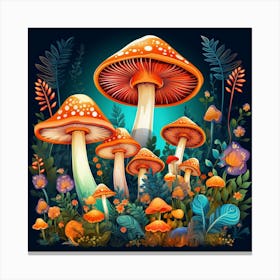 Mushrooms In The Forest 15 Canvas Print