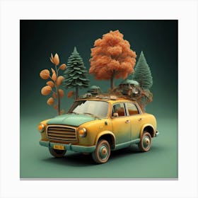 Car In The Forest Canvas Print