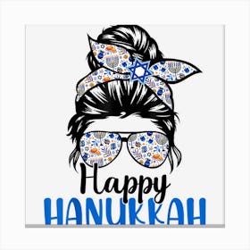 Happy Hanukkah Jewish Messy Christmas Pajama Gift Canvas Print